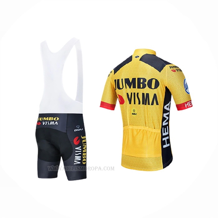 2020 Ropa Ciclismo Jumbo Visma Amarillo Negro Mangas Corta y Culotte Corto